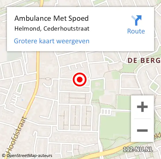 Locatie op kaart van de 112 melding: Ambulance Met Spoed Naar Helmond, Cederhoutstraat op 1 november 2018 17:04