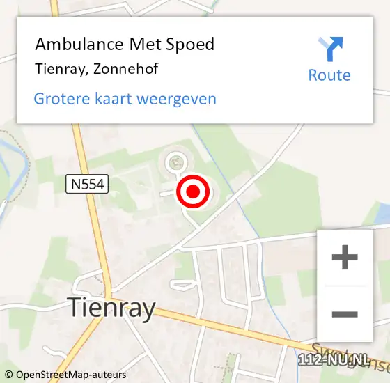 Locatie op kaart van de 112 melding: Ambulance Met Spoed Naar Tienray, Zonnehof op 1 november 2018 17:16