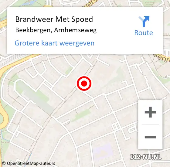 Locatie op kaart van de 112 melding: Brandweer Met Spoed Naar Beekbergen, Arnhemseweg op 1 november 2018 18:02