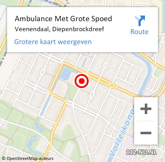 Locatie op kaart van de 112 melding: Ambulance Met Grote Spoed Naar Veenendaal, Diepenbrockdreef op 1 november 2018 18:16