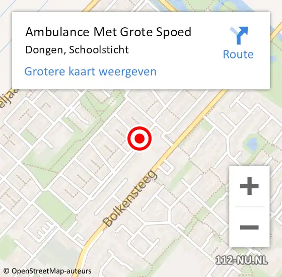 Locatie op kaart van de 112 melding: Ambulance Met Grote Spoed Naar Dongen, Schoolsticht op 1 november 2018 19:48