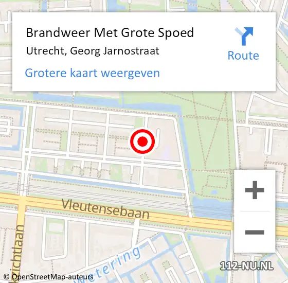 Locatie op kaart van de 112 melding: Brandweer Met Grote Spoed Naar Utrecht, Georg Jarnostraat op 1 november 2018 19:51