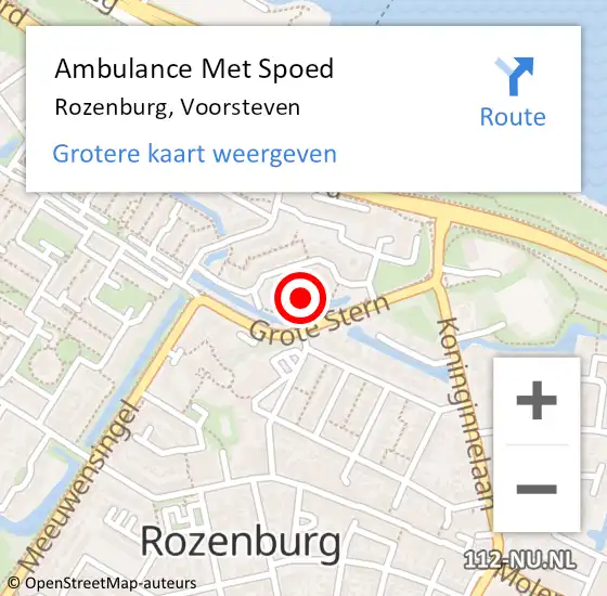 Locatie op kaart van de 112 melding: Ambulance Met Spoed Naar Rozenburg, Voorsteven op 1 november 2018 21:18