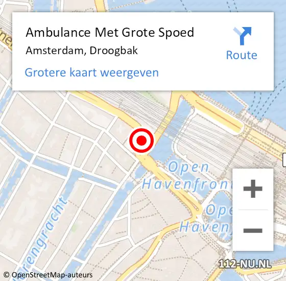 Locatie op kaart van de 112 melding: Ambulance Met Grote Spoed Naar Amsterdam, Droogbak op 1 november 2018 21:58