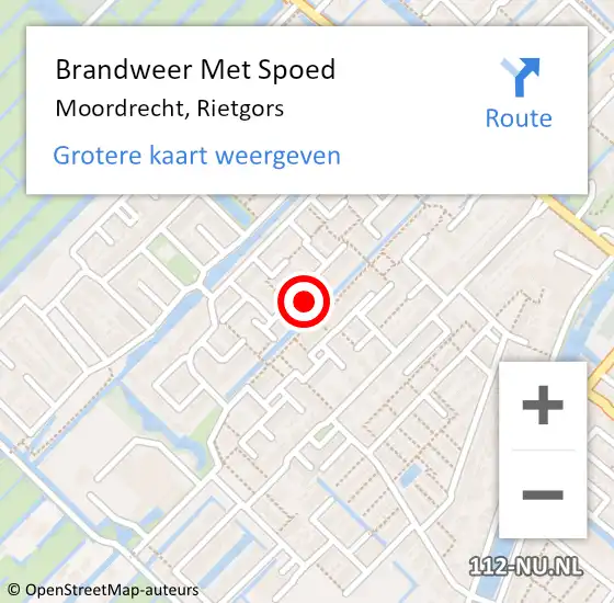 Locatie op kaart van de 112 melding: Brandweer Met Spoed Naar Moordrecht, Rietgors op 25 september 2013 10:49