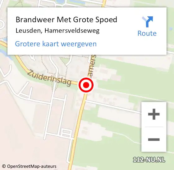 Locatie op kaart van de 112 melding: Brandweer Met Grote Spoed Naar Leusden, Hamersveldseweg op 1 november 2018 23:29
