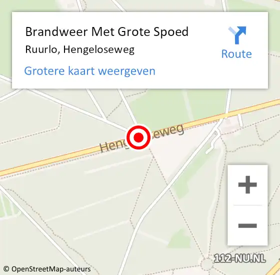 Locatie op kaart van de 112 melding: Brandweer Met Grote Spoed Naar Ruurlo, Hengeloseweg op 1 november 2018 23:40