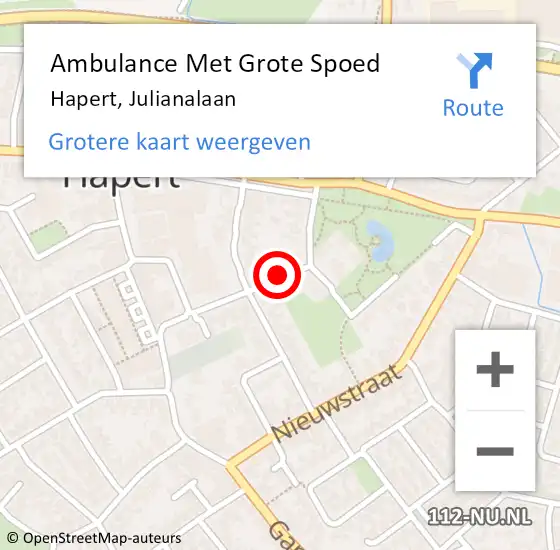 Locatie op kaart van de 112 melding: Ambulance Met Grote Spoed Naar Hapert, Julianalaan op 2 november 2018 00:00