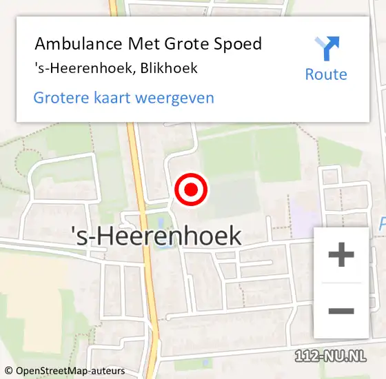 Locatie op kaart van de 112 melding: Ambulance Met Grote Spoed Naar 's-Heerenhoek, Blikhoek op 2 november 2018 01:30