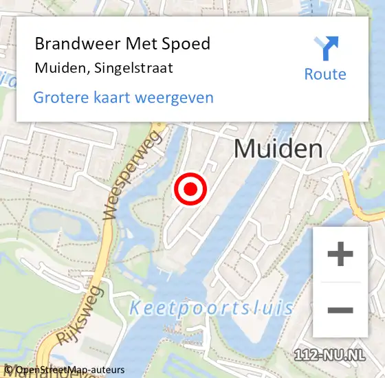 Locatie op kaart van de 112 melding: Brandweer Met Spoed Naar Muiden, Singelstraat op 2 november 2018 03:41