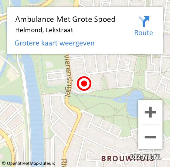 Locatie op kaart van de 112 melding: Ambulance Met Grote Spoed Naar Helmond, Lekstraat op 2 november 2018 06:47