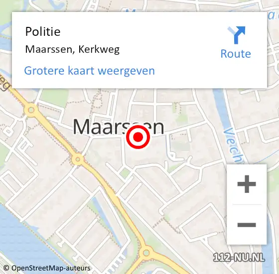 Locatie op kaart van de 112 melding: Politie Maarssen, Kerkweg op 2 november 2018 08:31