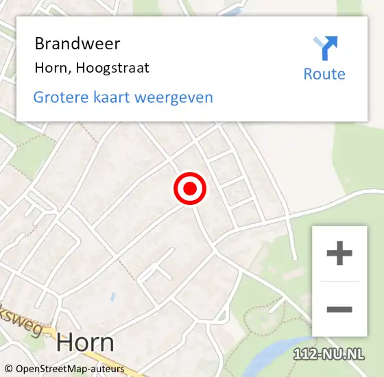 Locatie op kaart van de 112 melding: Brandweer Horn, Hoogstraat op 25 september 2013 10:53