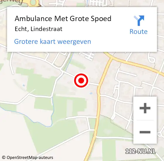 Locatie op kaart van de 112 melding: Ambulance Met Grote Spoed Naar Echt, Lindestraat op 2 november 2018 09:26