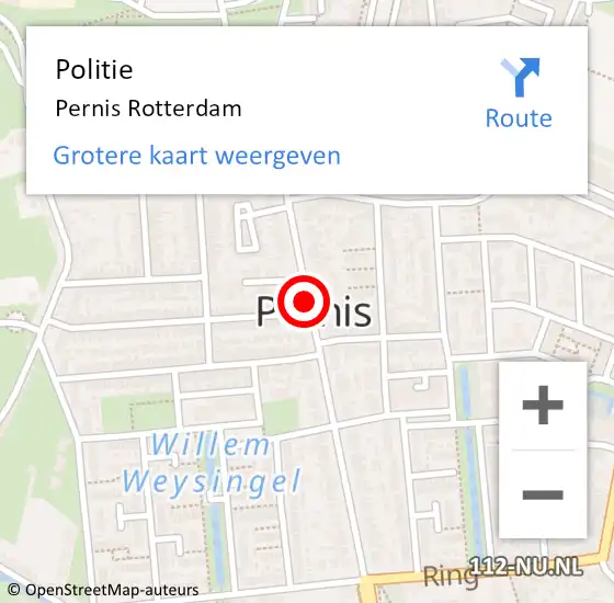 Locatie op kaart van de 112 melding: Politie Pernis Rotterdam op 2 november 2018 09:34
