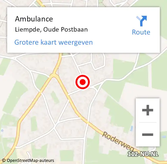 Locatie op kaart van de 112 melding: Ambulance Liempde, Oude Postbaan op 2 november 2018 10:17