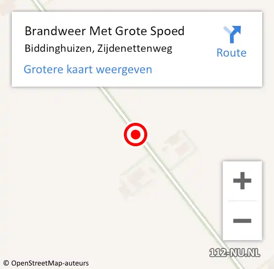 Locatie op kaart van de 112 melding: Brandweer Met Grote Spoed Naar Biddinghuizen, Zijdenettenweg op 2 november 2018 10:32