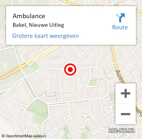 Locatie op kaart van de 112 melding: Ambulance Bakel, Nieuwe Uitleg op 2 november 2018 12:14