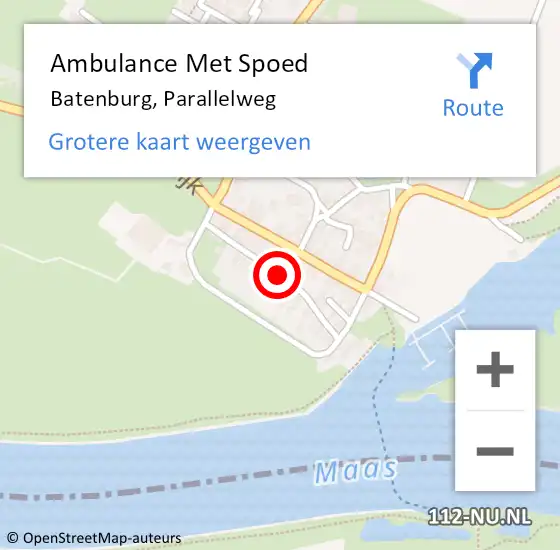 Locatie op kaart van de 112 melding: Ambulance Met Spoed Naar Batenburg, Parallelweg op 2 november 2018 12:43