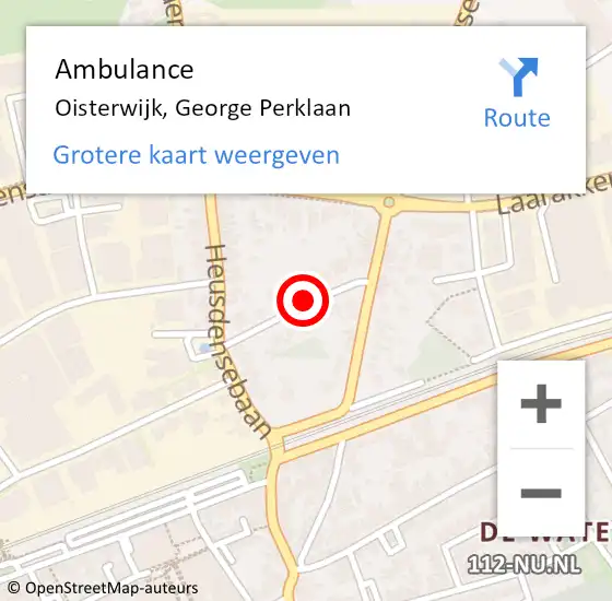 Locatie op kaart van de 112 melding: Ambulance Oisterwijk, George Perklaan op 2 november 2018 13:11