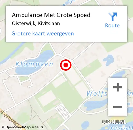 Locatie op kaart van de 112 melding: Ambulance Met Grote Spoed Naar Oisterwijk, Kivitslaan op 2 november 2018 13:19