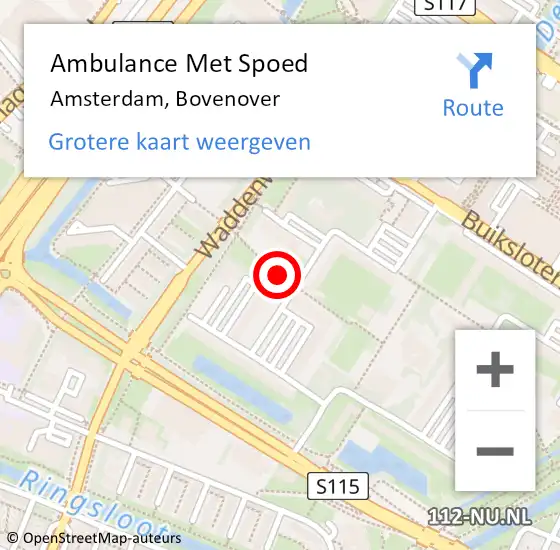 Locatie op kaart van de 112 melding: Ambulance Met Spoed Naar Amsterdam, Bovenover op 2 november 2018 13:36