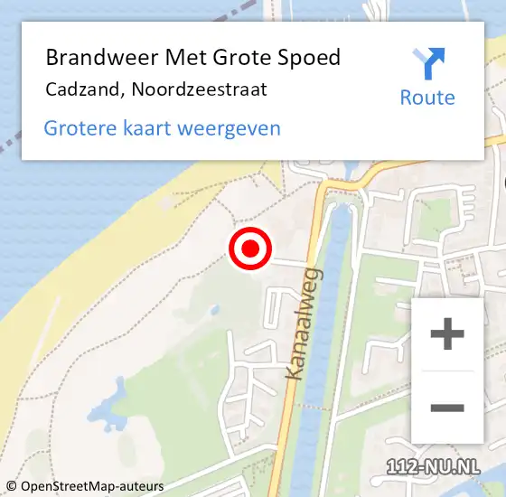 Locatie op kaart van de 112 melding: Brandweer Met Grote Spoed Naar Cadzand, Noordzeestraat op 2 november 2018 13:41