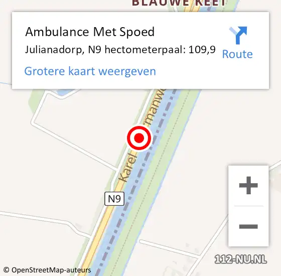 Locatie op kaart van de 112 melding: Ambulance Met Spoed Naar Julianadorp, N9 op 2 november 2018 14:01