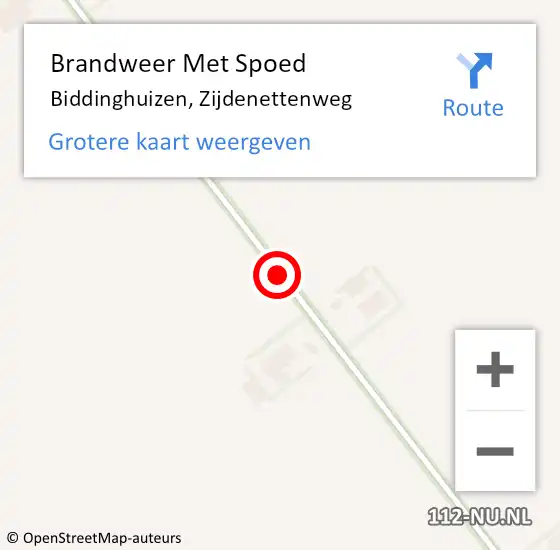 Locatie op kaart van de 112 melding: Brandweer Met Spoed Naar Biddinghuizen, Zijdenettenweg op 2 november 2018 14:08