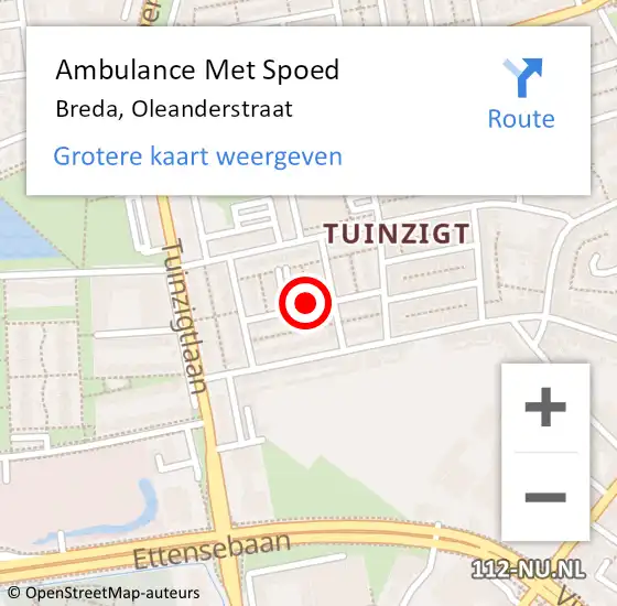 Locatie op kaart van de 112 melding: Ambulance Met Spoed Naar Breda, Oleanderstraat op 2 november 2018 14:33