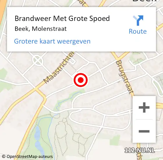 Locatie op kaart van de 112 melding: Brandweer Met Grote Spoed Naar Beek, Molenstraat op 2 november 2018 14:53