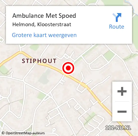 Locatie op kaart van de 112 melding: Ambulance Met Spoed Naar Helmond, Kloosterstraat op 2 november 2018 15:53