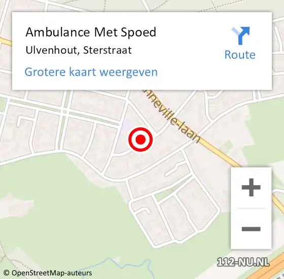 Locatie op kaart van de 112 melding: Ambulance Met Spoed Naar Ulvenhout, Sterstraat op 2 november 2018 16:01