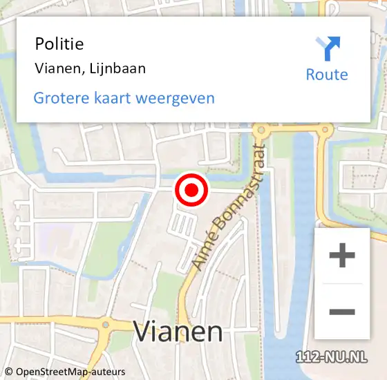 Locatie op kaart van de 112 melding: Politie Vianen, Lijnbaan op 2 november 2018 16:09