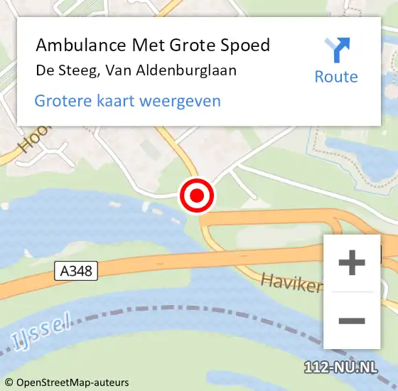 Locatie op kaart van de 112 melding: Ambulance Met Grote Spoed Naar De Steeg, Van Aldenburglaan op 2 november 2018 16:12