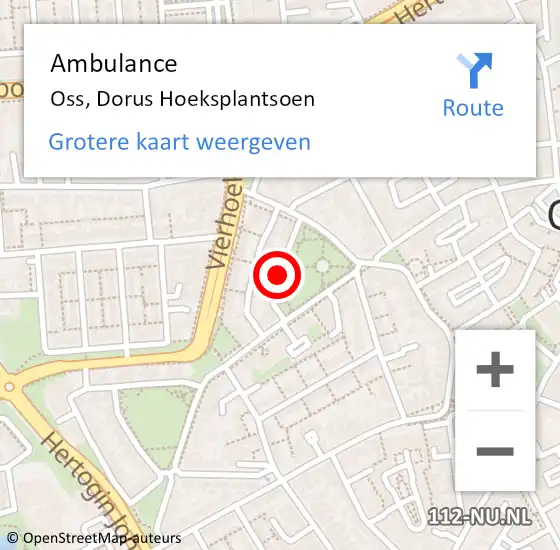 Locatie op kaart van de 112 melding: Ambulance Oss, Dorus Hoeksplantsoen op 2 november 2018 18:46