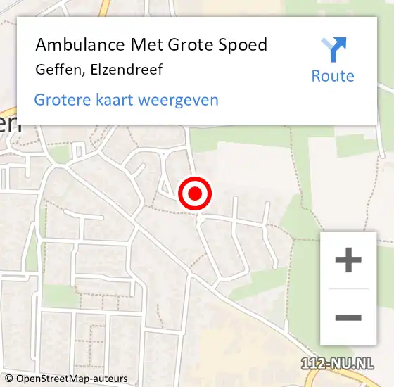 Locatie op kaart van de 112 melding: Ambulance Met Grote Spoed Naar Geffen, Elzendreef op 2 november 2018 20:53