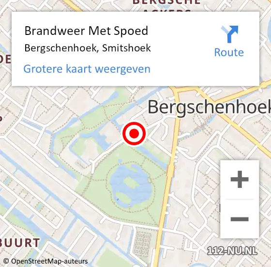 Locatie op kaart van de 112 melding: Brandweer Met Spoed Naar Bergschenhoek, Smitshoek op 2 november 2018 21:11