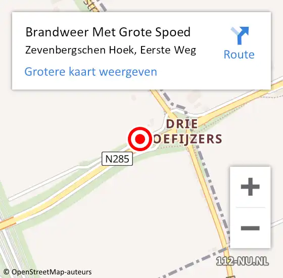 Locatie op kaart van de 112 melding: Brandweer Met Grote Spoed Naar Zevenbergschen Hoek, Eerste Weg op 2 november 2018 21:28