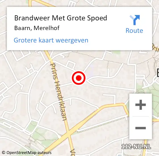 Locatie op kaart van de 112 melding: Brandweer Met Grote Spoed Naar Baarn, Merelhof op 2 november 2018 22:19