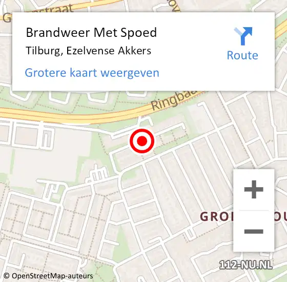 Locatie op kaart van de 112 melding: Brandweer Met Spoed Naar Tilburg, Ezelvense Akkers op 2 november 2018 22:45