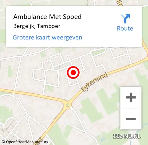 Locatie op kaart van de 112 melding: Ambulance Met Spoed Naar Bergeijk, Tamboer op 3 november 2018 00:29