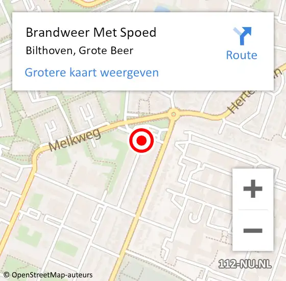 Locatie op kaart van de 112 melding: Brandweer Met Spoed Naar Bilthoven, Grote Beer op 3 november 2018 01:08