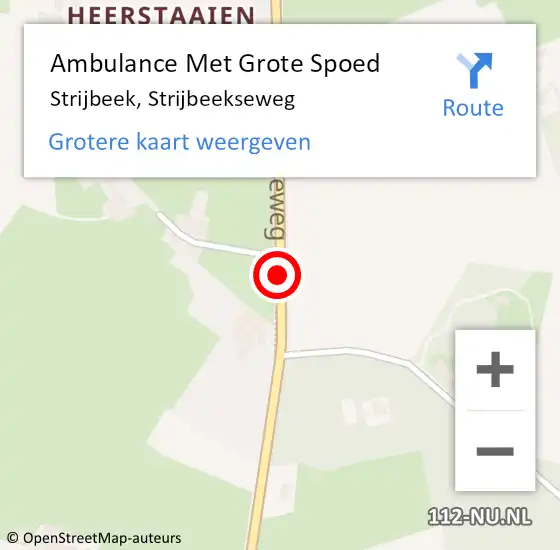 Locatie op kaart van de 112 melding: Ambulance Met Grote Spoed Naar Strijbeek, Strijbeekseweg op 3 november 2018 04:36