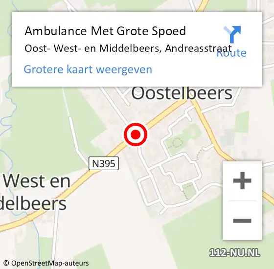 Locatie op kaart van de 112 melding: Ambulance Met Grote Spoed Naar Oost- West- en Middelbeers, Andreasstraat op 3 november 2018 04:38