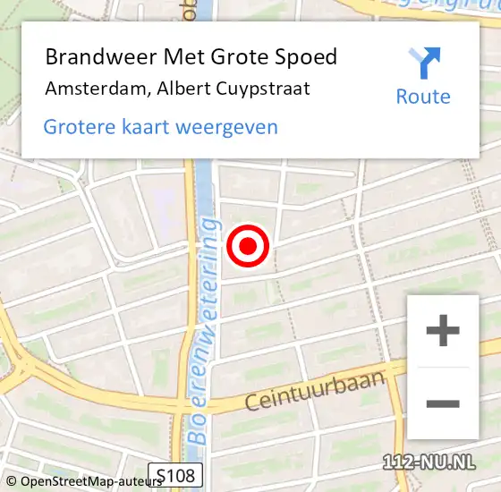 Locatie op kaart van de 112 melding: Brandweer Met Grote Spoed Naar Amsterdam, Albert Cuypstraat op 3 november 2018 06:50