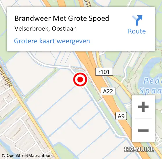 Locatie op kaart van de 112 melding: Brandweer Met Grote Spoed Naar Velserbroek, Oostlaan op 3 november 2018 08:11