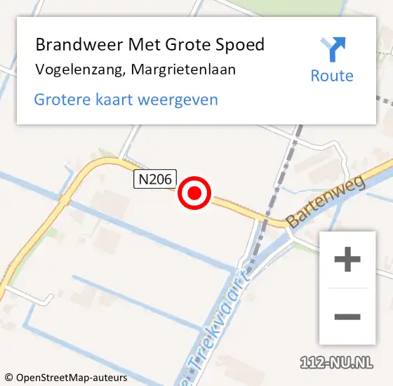 Locatie op kaart van de 112 melding: Brandweer Met Grote Spoed Naar Vogelenzang, Margrietenlaan op 3 november 2018 09:07