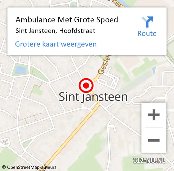 Locatie op kaart van de 112 melding: Ambulance Met Grote Spoed Naar Sint Jansteen, Hoofdstraat op 3 november 2018 09:37