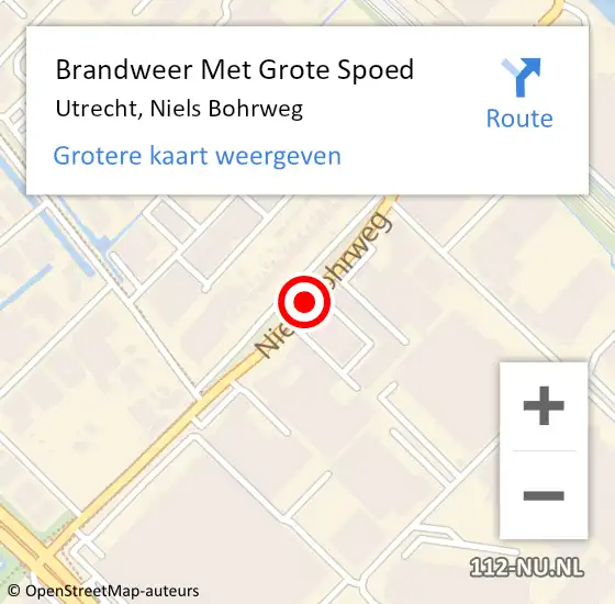 Locatie op kaart van de 112 melding: Brandweer Met Grote Spoed Naar Utrecht, Niels Bohrweg op 3 november 2018 10:43